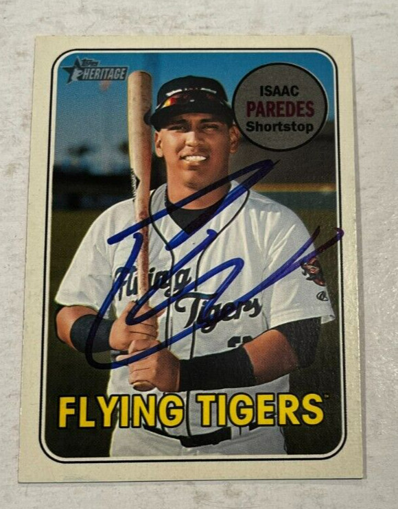 ISAAC PAREDES SIGNED 2018 TOPPS HERITAGE MINOR LEAGUE BASEBALL ROOKIE CARD AUTO