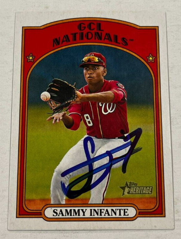 SAMMY INFANTE SIGNED 2021 TOPPS HERITAGE MINOR LEAGUE BASEBALL CARD AUTO