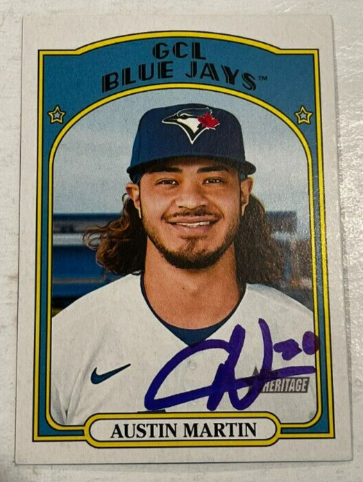 AUSTIN MARTIN SIGNED 2021 TOPPS HERITAGE MINOR LEAGUE BASEBALL CARD AUTO