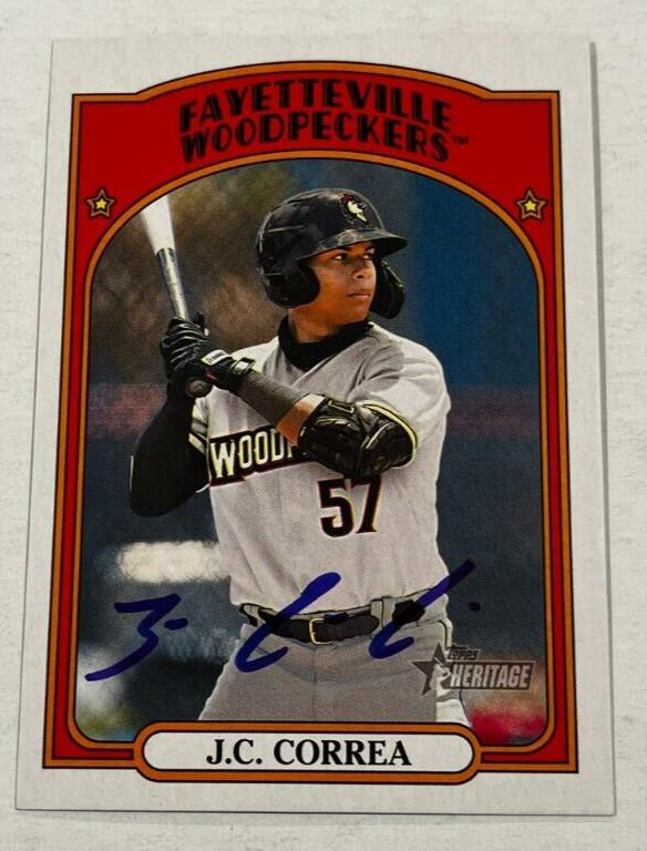 JC CORREA SIGNED 2021 TOPPS HERITAGE MINOR LEAGUE BASEBALL CARD AUTO