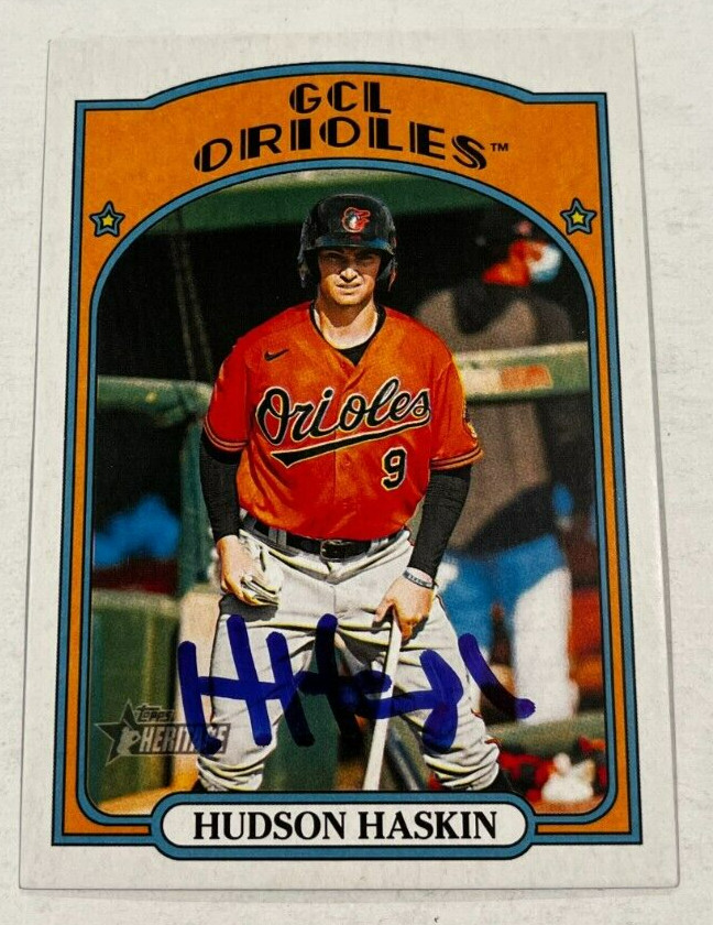 HUDSON HASKIN SIGNED 2021 TOPPS HERITAGE MINOR LEAGUE BASEBALL CARD AUTO