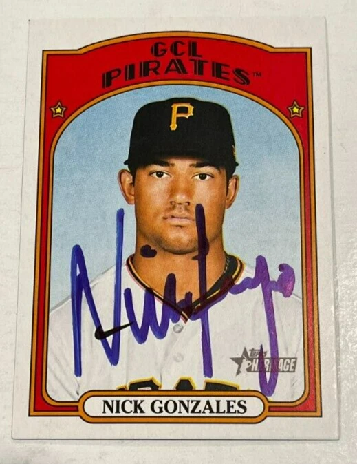 NICK GONZALES SIGNED 2021 TOPPS HERITAGE MINOR LEAGUE BASEBALL CARD AUTO