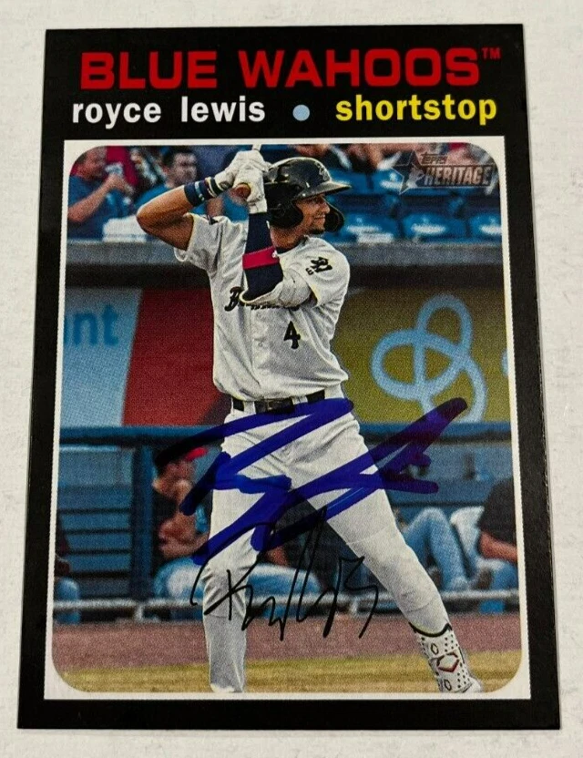 ROYCE LEWIS SIGNED 2020 TOPPS HERITAGE MINOR LEAGUE BASEBALL CARD AUTO