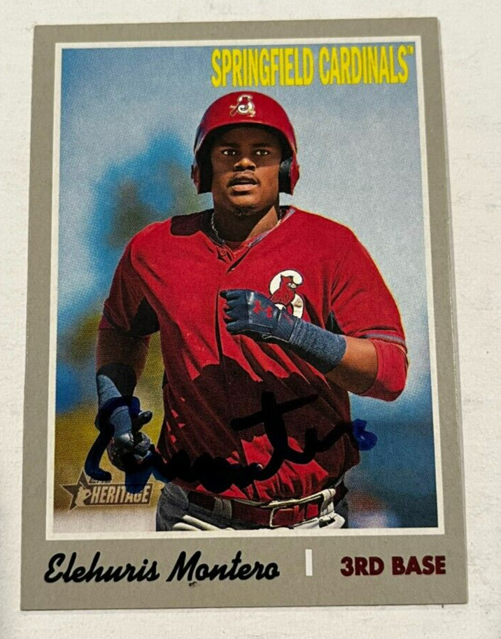 ELEHURIS MONTERO SIGNED 2019 TOPPS HERITAGE MINOR LEAGUE BASEBALL CARD AUTO