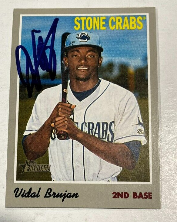 VIDAL BRUJAN SIGNED 2019 TOPPS HERITAGE MINOR LEAGUE BASEBALL CARD AUTO