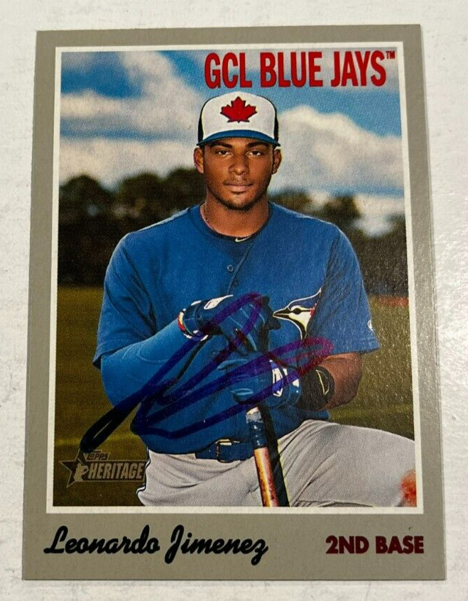 LEONARDO JIMENEZ SIGNED 2019 TOPPS HERITAGE MINOR LEAGUE BASEBALL CARD AUTO
