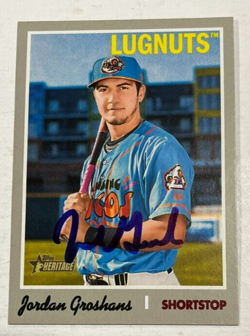 JORDAN GROSHANS SIGNED 2019 TOPPS HERITAGE MINOR LEAGUE BASEBALL CARD AUTO