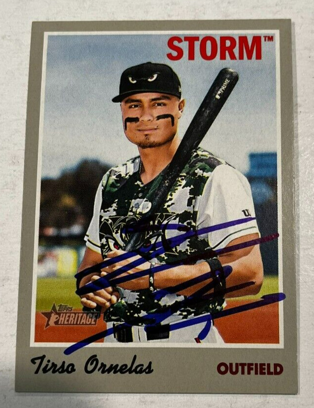 TIRSO ORNELAS SIGNED 2019 TOPPS HERITAGE MINOR LEAGUE BASEBALL CARD AUTO