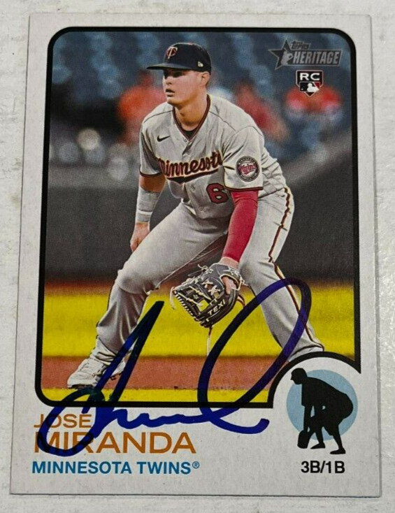 JOSE MIRANDA SIGNED 2022 TOPPS HERITAGE BASEBALL CARD AUTO