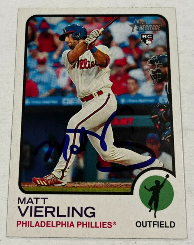 MATT VIERLING SIGNED 2022 TOPPS HERITAGE BASEBALL CARD AUTO