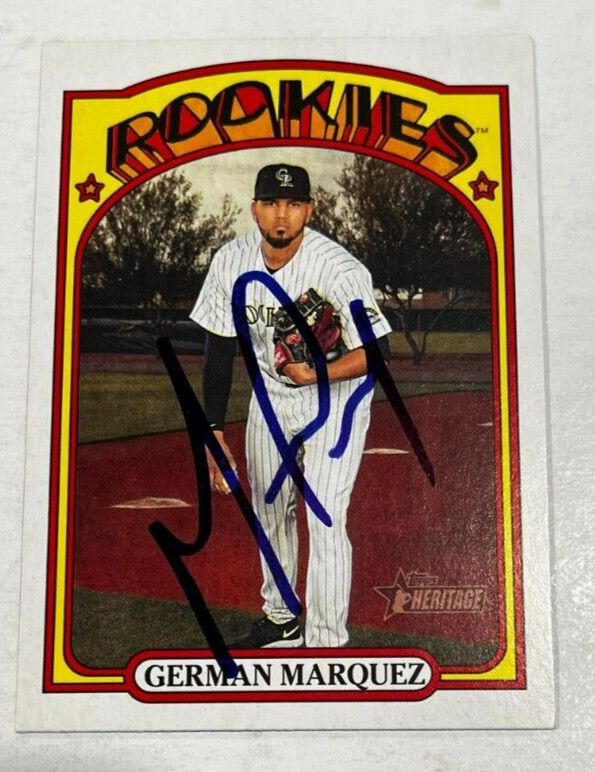 GERMAN MARQUEZ SIGNED 2021 TOPPS HERITAGE BASEBALL CARD AUTO COLLECTIBLE MEMORABILIA