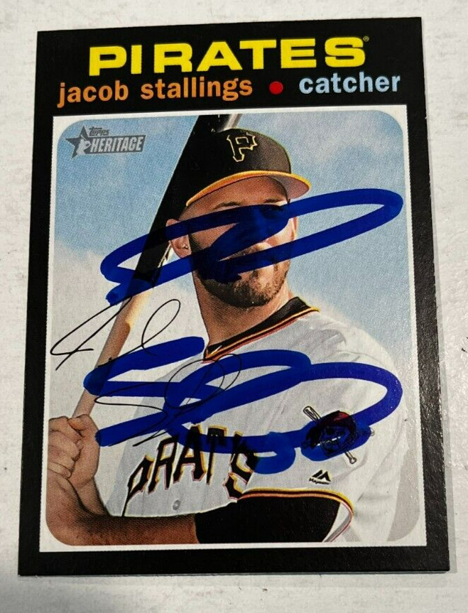 JACOB STALLINGS SIGNED 2020 TOPPS HERITAGE BASEBALL CARD AUTO