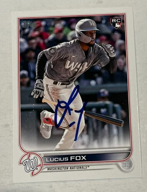LUCIUS FOX SIGNED 2022 TOPPS BASEBALL CARD AUTOGRAPH AUTO