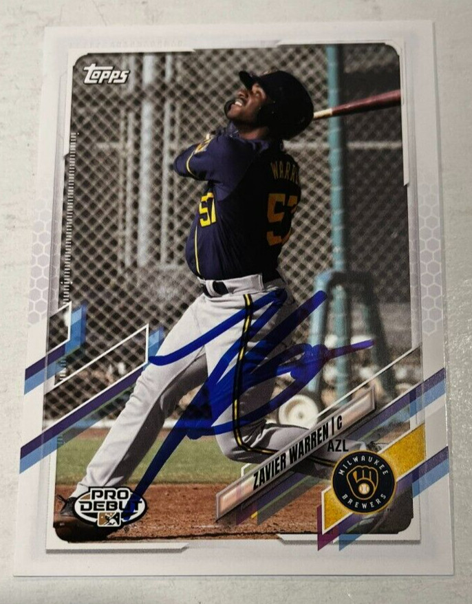 ZAVIER WARREN SIGNED 2021 TOPPS PRO DEBUT BASEBALL CARD AUTOGRAPH AUTO COLLECTIBLE MEMORABILIA