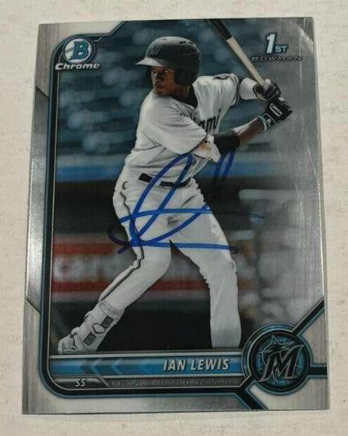 IAN LEWIS SIGNED 2022 BOWMAN CHROME PROSPECT BASEBALL CARD ROOKIE AUTO