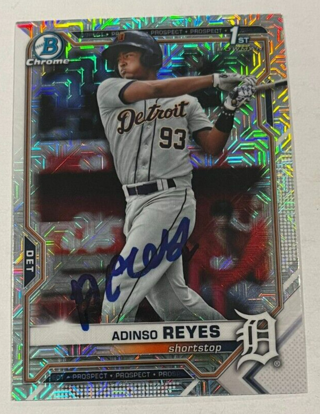 ADINSO REYES SIGNED 2021 BOWMAN CHROME BASEBALL CARD ROOKIE AUTO