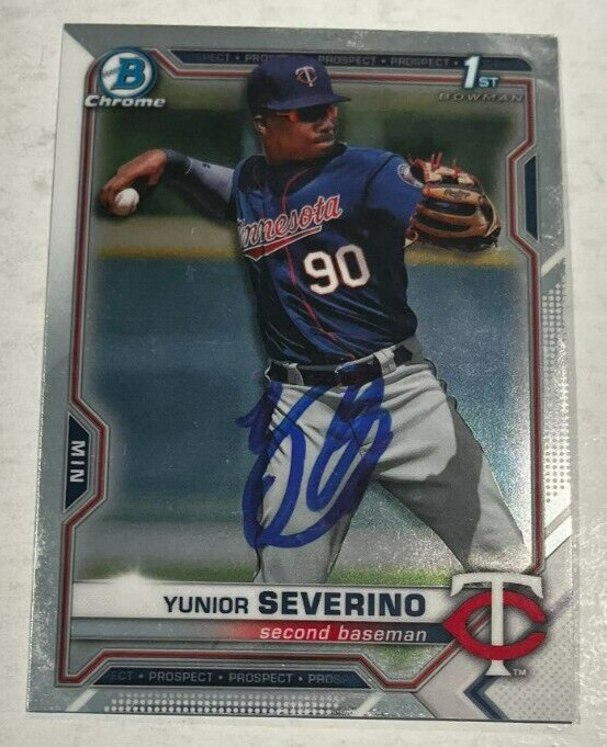 YUNIOR SEVERINO SIGNED 2021 BOWMAN CHROME BASEBALL CARD ROOKIE AUTO