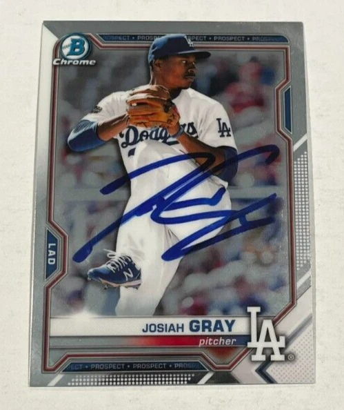 JOSIAH GRAY SIGNED 2021 BOWMAN CHROME BASEBALL CARD ROOKIE AUTO