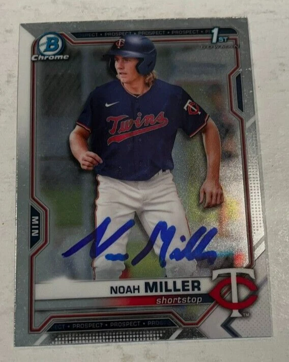 NOAH MILLER SIGNED 2021 BOWMAN CHROME DRAFT BASEBALL CARD AUTO