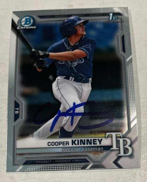 COOPER KINNEY SIGNED 2021 BOWMAN CHROME DRAFT BASEBALL CARD AUTO