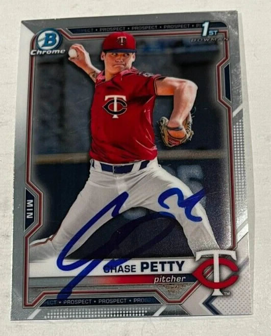 CHASE PETTY SIGNED 2021 BOWMAN CHROME DRAFT BASEBALL CARD AUTO