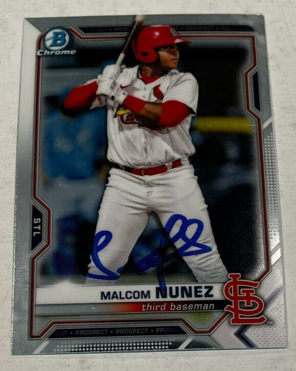 MALCOM NUNEZ SIGNED 2021 BOWMAN CHROME DRAFT BASEBALL CARD AUTO
