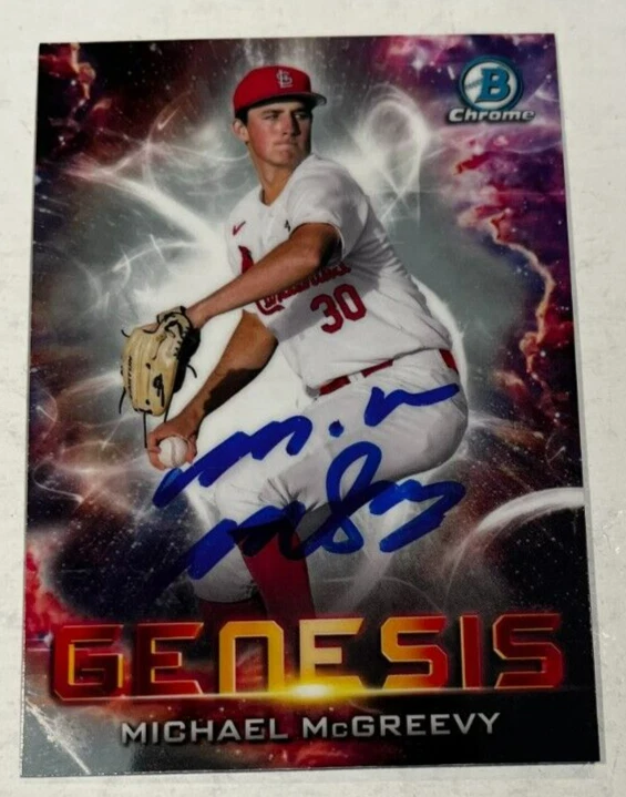 MICHAEL MCGREEVY SIGNED 2021 BOWMAN CHROME DRAFT GENESIS BASEBALL CARD AUTO