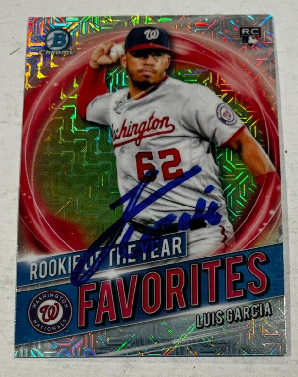 LUIS GARCIA SIGNED 2021 BOWMAN CHROME ROOKIE OF THE YEAR FAVORITES CARD AUTO