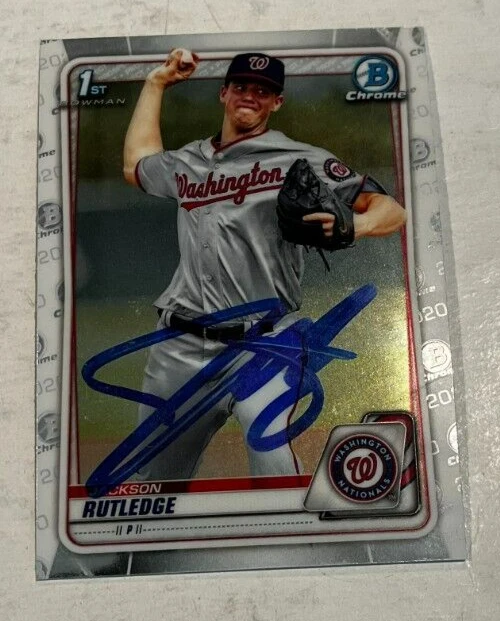 JACKSON RUTLEDGE SIGNED 2020 BOWMAN CHROME PROSPECT ROOKIE CARD AUTO