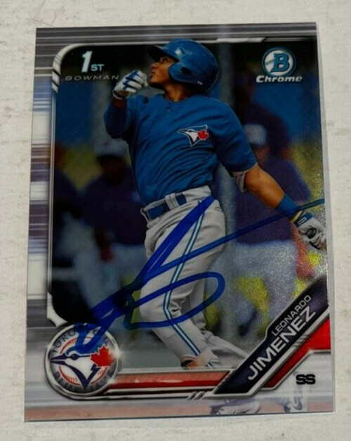 LEONARDO JIMENEZ SIGNED 2019 BOWMAN CHROME PROSPECT BASEBALL CARD AUTO