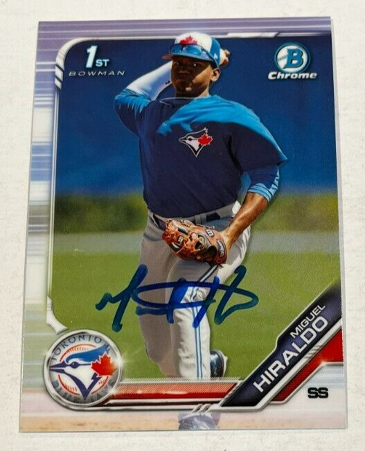 MIGUEL HIRALDO SIGNED 2019 BOWMAN CHROME PROSPECT BASEBALL CARD AUTO
