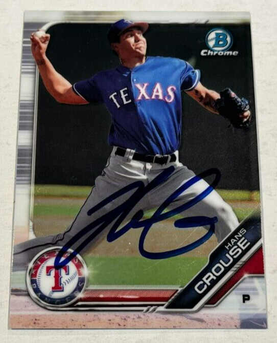 HANS CROUSE SIGNED 2019 BOWMAN CHROME PROSPECT BASEBALL CARD AUTO