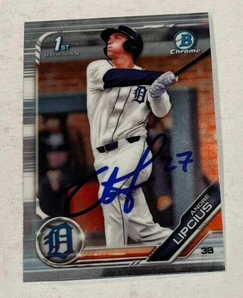 ANDRE LIPCIUS SIGNED 2019 BOWMAN CHROME DRAFT PROSPECT BASEBALL CARD AUTO