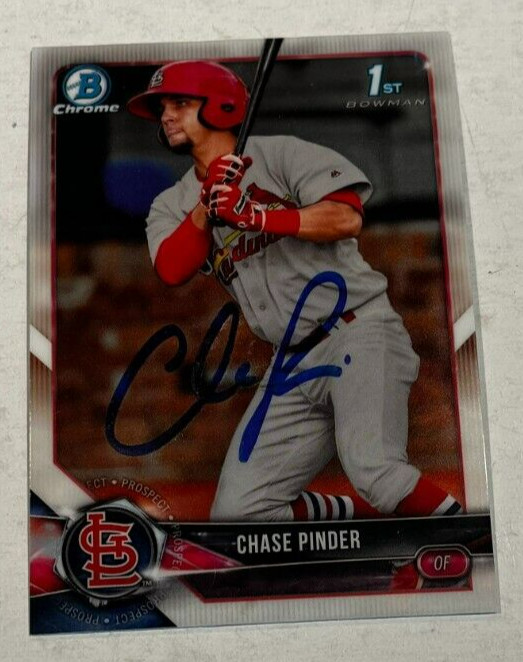 CHASE PINDER SIGNED 2018 BOWMAN CHROME PROSPECT BASEBALL CARD AUTO