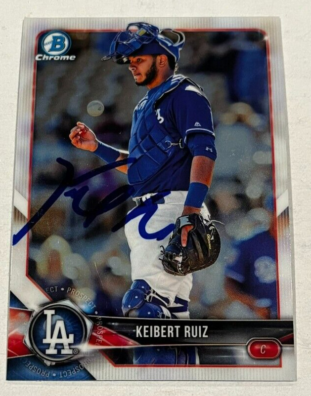 KEIBERT RUIZ SIGNED 2018 BOWMAN CHROME DRAFT PROSPECT BASEBALL CARD AUTO