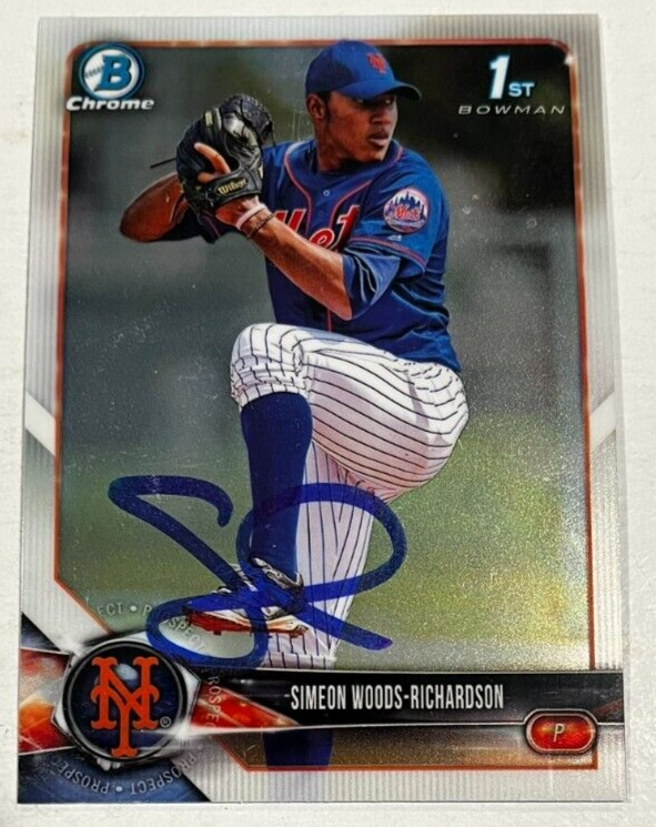 SIMEON WOODS RICHARDSON SIGNED 2018 BOWMAN CHROME DRAFT PROSPECT CARD AUTO