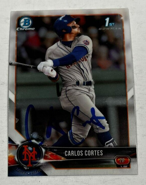 CARLOS CORTES SIGNED 2018 BOWMAN CHROME DRAFT PROSPECT CARD AUTO