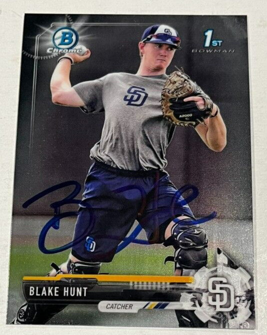 BLAKE HUNT SIGNED 2017 BOWMAN CHROME DRAFT PROSPECT CARD AUTO