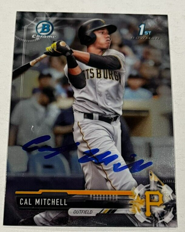 CAL MITCHELL SIGNED 2017 BOWMAN CHROME DRAFT PROSPECT CARD AUTO