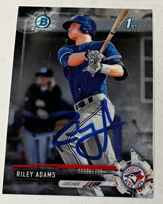 RILEY ADAMS SIGNED 2017 BOWMAN CHROME DRAFT PROSPECT CARD AUTO