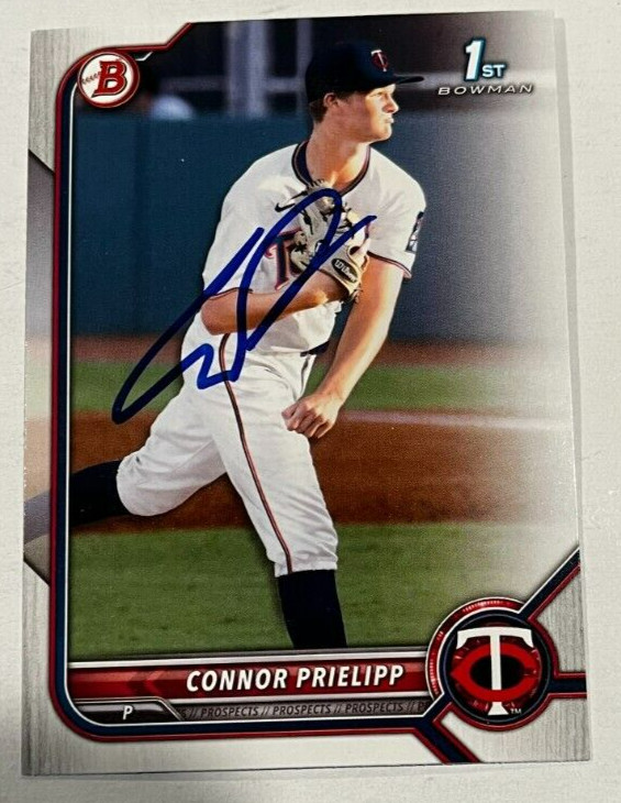 CONNOR PRIELIPP SIGNED 2022 BOWMAN DRAFT PROSPECT BASEBALL CARD AUTO