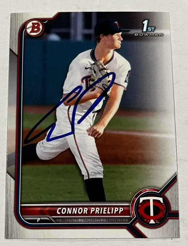 CONNOR PRIELIPP SIGNED 2022 BOWMAN DRAFT PROSPECT BASEBALL CARD AUTO