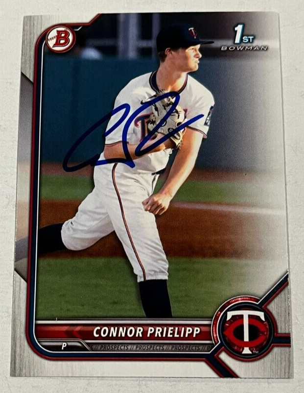 CONNOR PRIELIPP SIGNED 2022 BOWMAN DRAFT PROSPECT BASEBALL CARD AUTO
