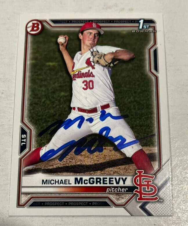 MICHAEL MCGREEVY SIGNED 2021 BOWMAN DRAFT PROSPECT BASEBALL ROOKIE CARD AUTO
