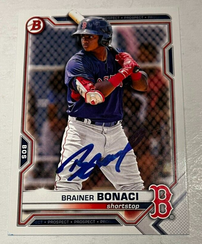 BRAINER BONACI SIGNED 2021 BOWMAN DRAFT PROSPECT BASEBALL ROOKIE CARD AUTO