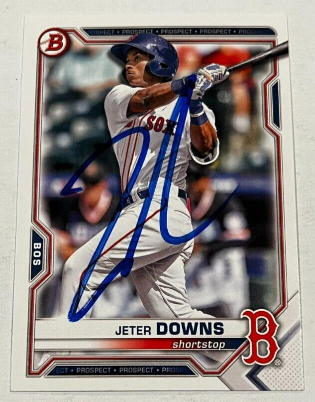 JETER DOWNS SIGNED 2021 BOWMAN DRAFT PROSPECT BASEBALL ROOKIE CARD AUTO