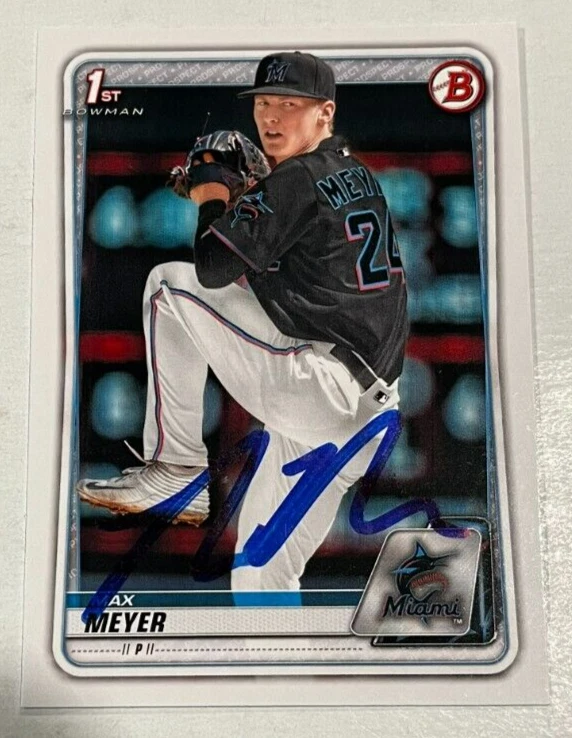 MAX MEYER SIGNED 2020 BOWMAN DRAFT PROSPECT BASEBALL ROOKIE CARD AUTO COLLECTIBLE MEMORABILIA