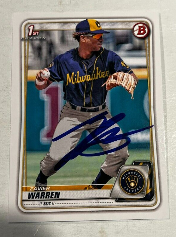 ZAVIER WARREN SIGNED 2020 BOWMAN DRAFT PROSPECT ROOKIE CARD AUTO COLLECTIBLE MEMORABILIA