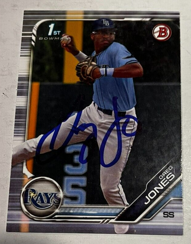 GREG JONES SIGNED 2019 BOWMAN DRAFT PROSPECT ROOKIE CARD AUTO