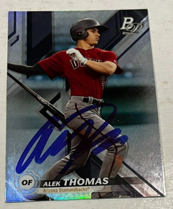ALEK THOMAS SIGNED 2019 BOWMAN PLATINUM ROOKIE BASEBALL CARD AUTO